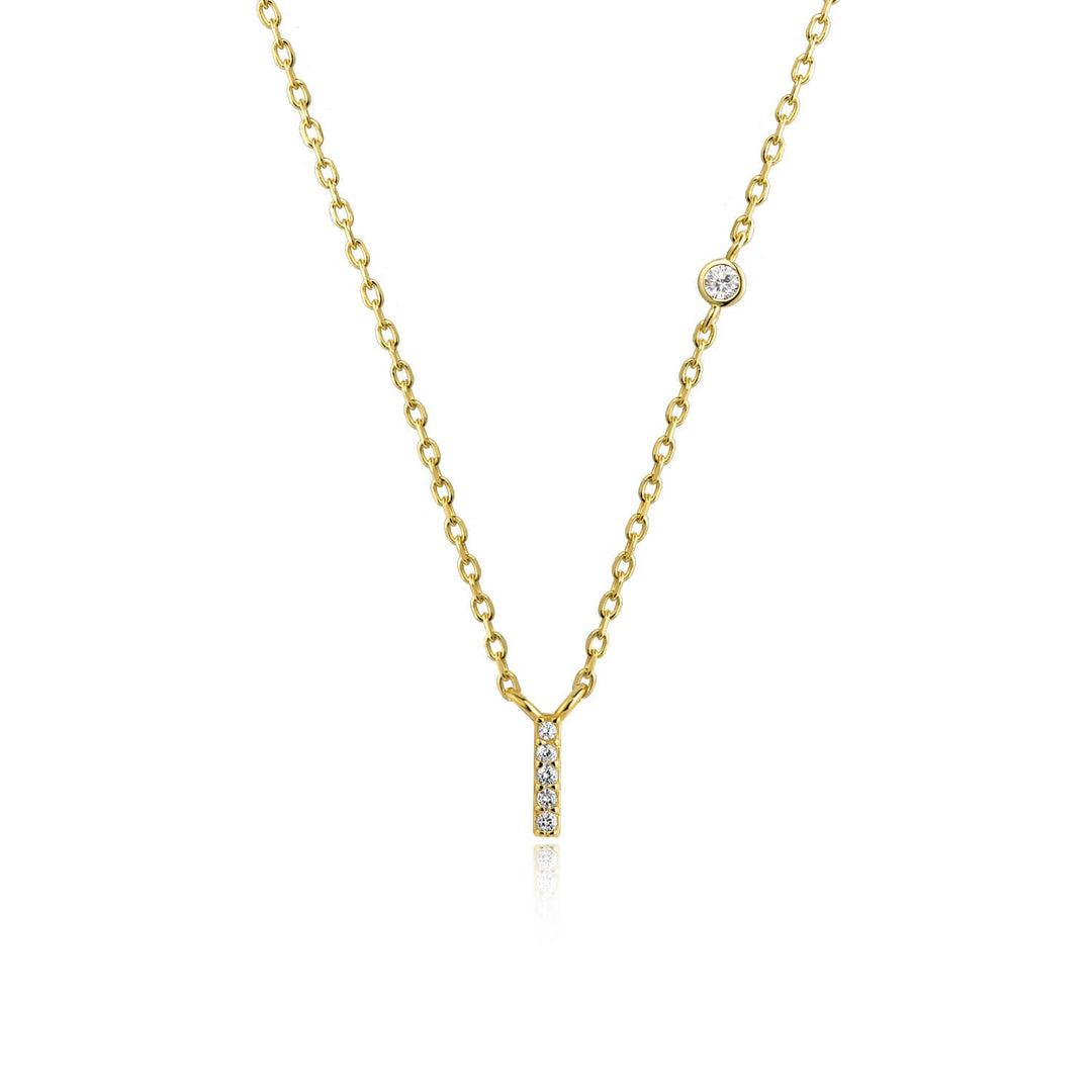 Stone Letter Necklace - Gold