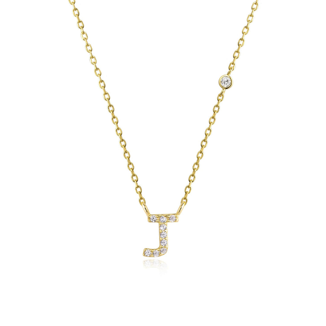Stone Letter Necklace - Gold