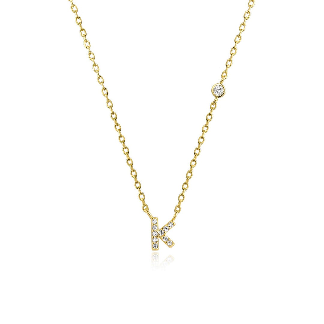 Stone Letter Necklace - Gold