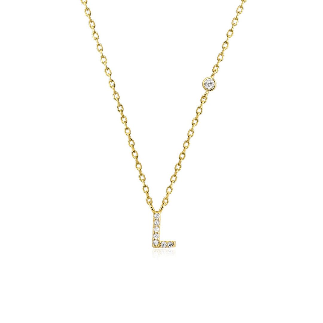 Stone Letter Necklace - Gold