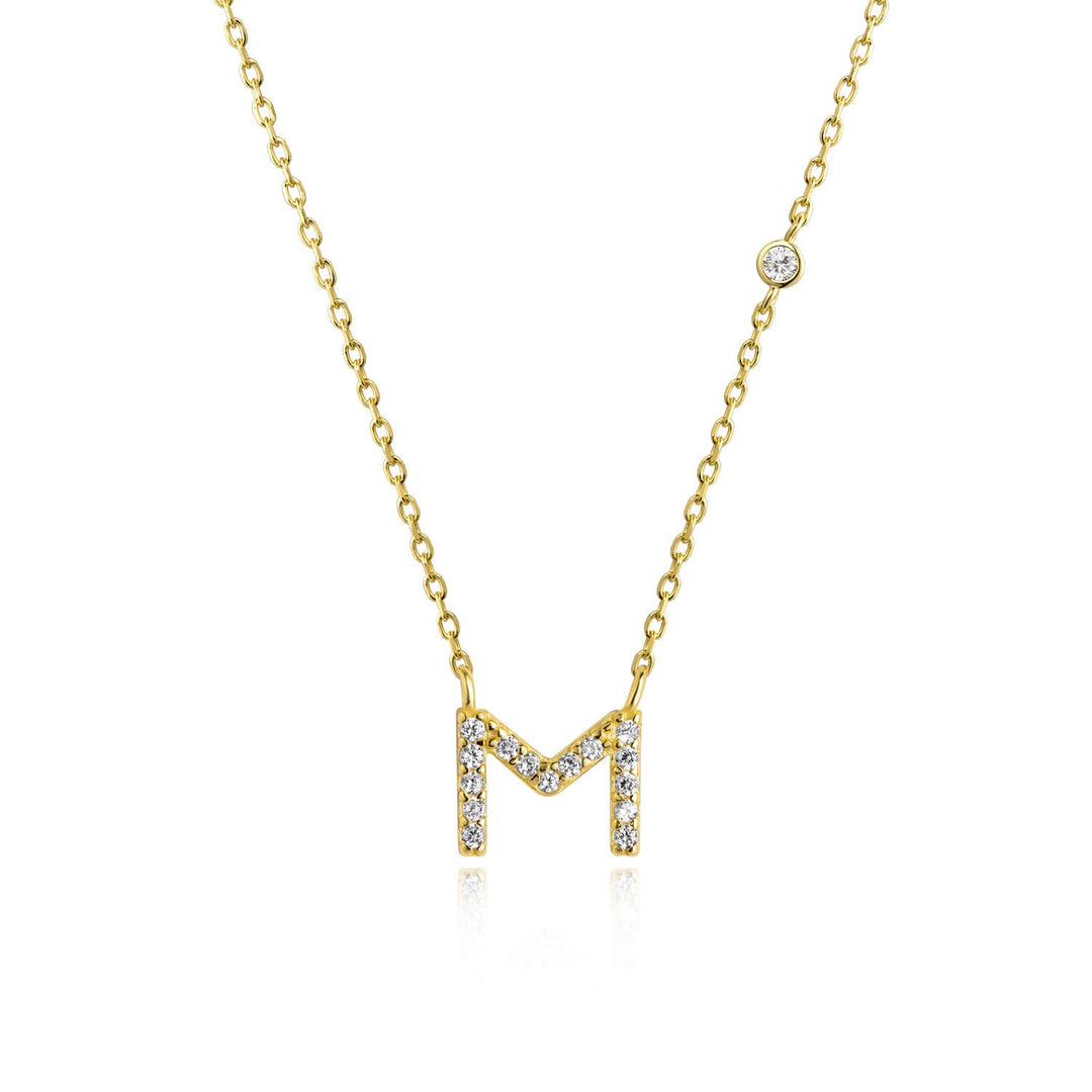 Stone Letter Necklace - Gold