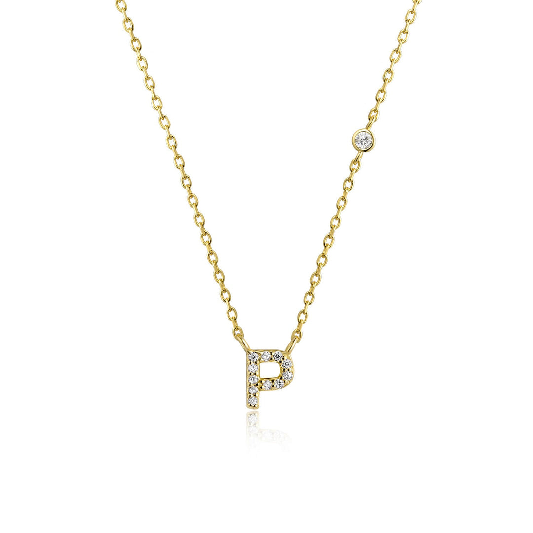 Stone Letter Necklace - Gold