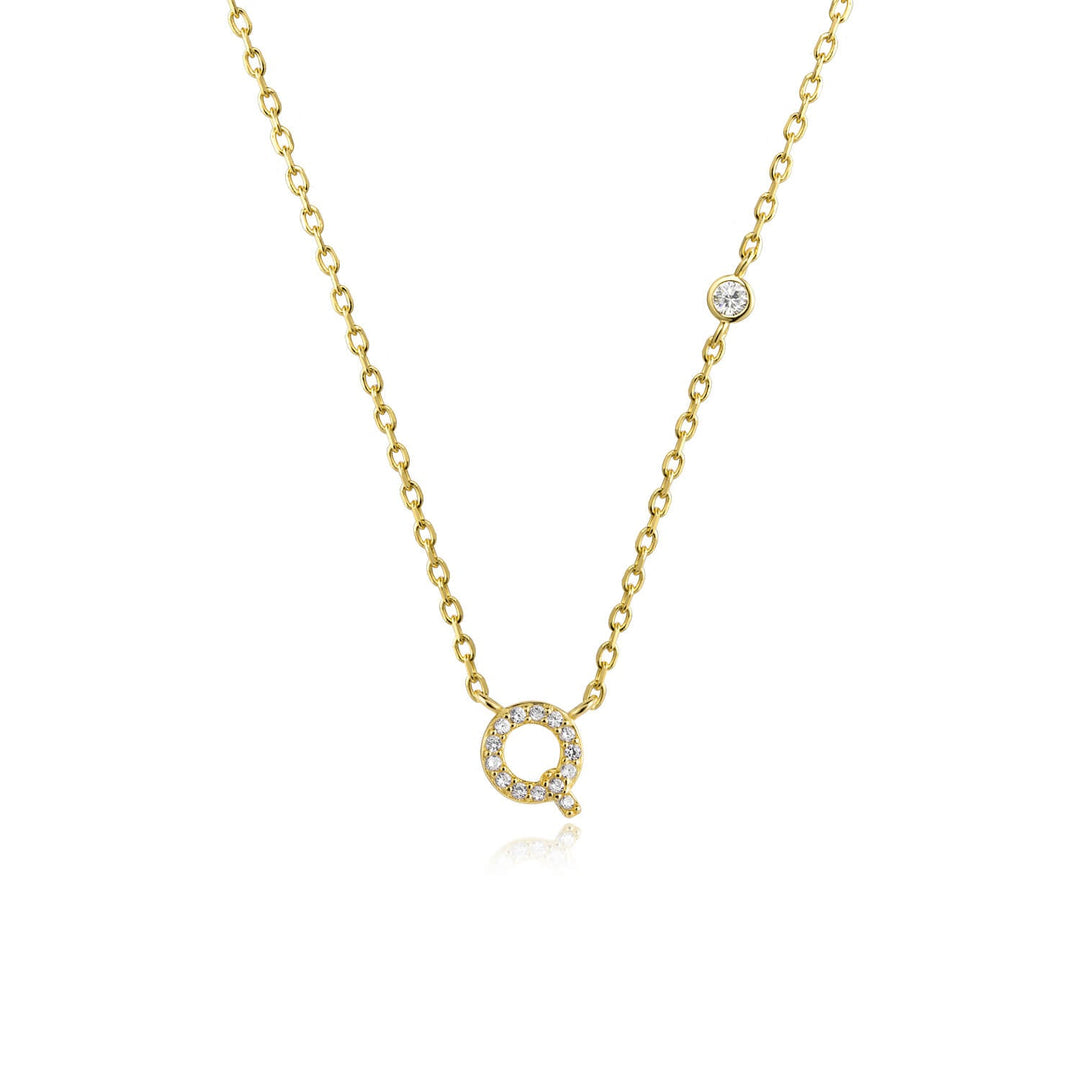 Stone Letter Necklace - Gold