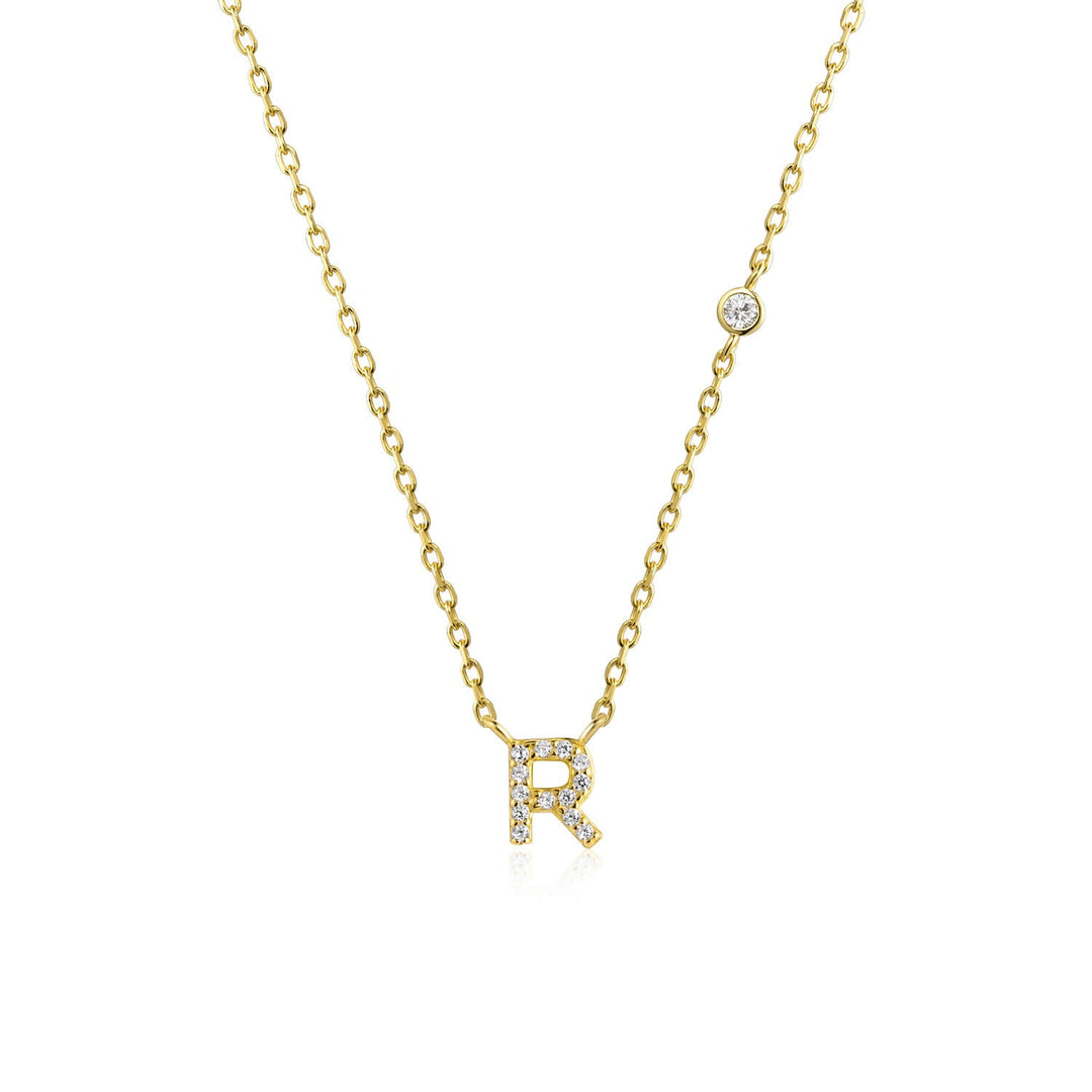 Stone Letter Necklace - Gold