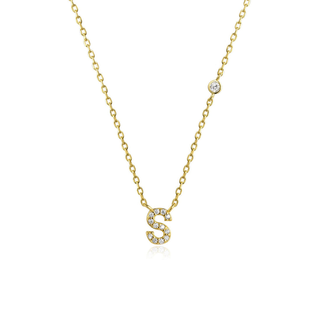 Stone Letter Necklace - Gold
