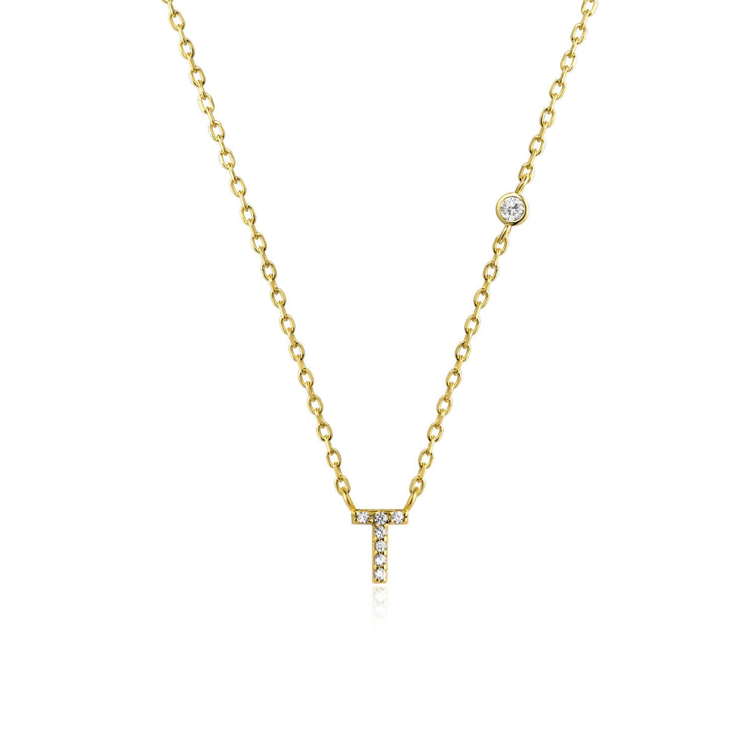 Stone Letter Necklace - Gold