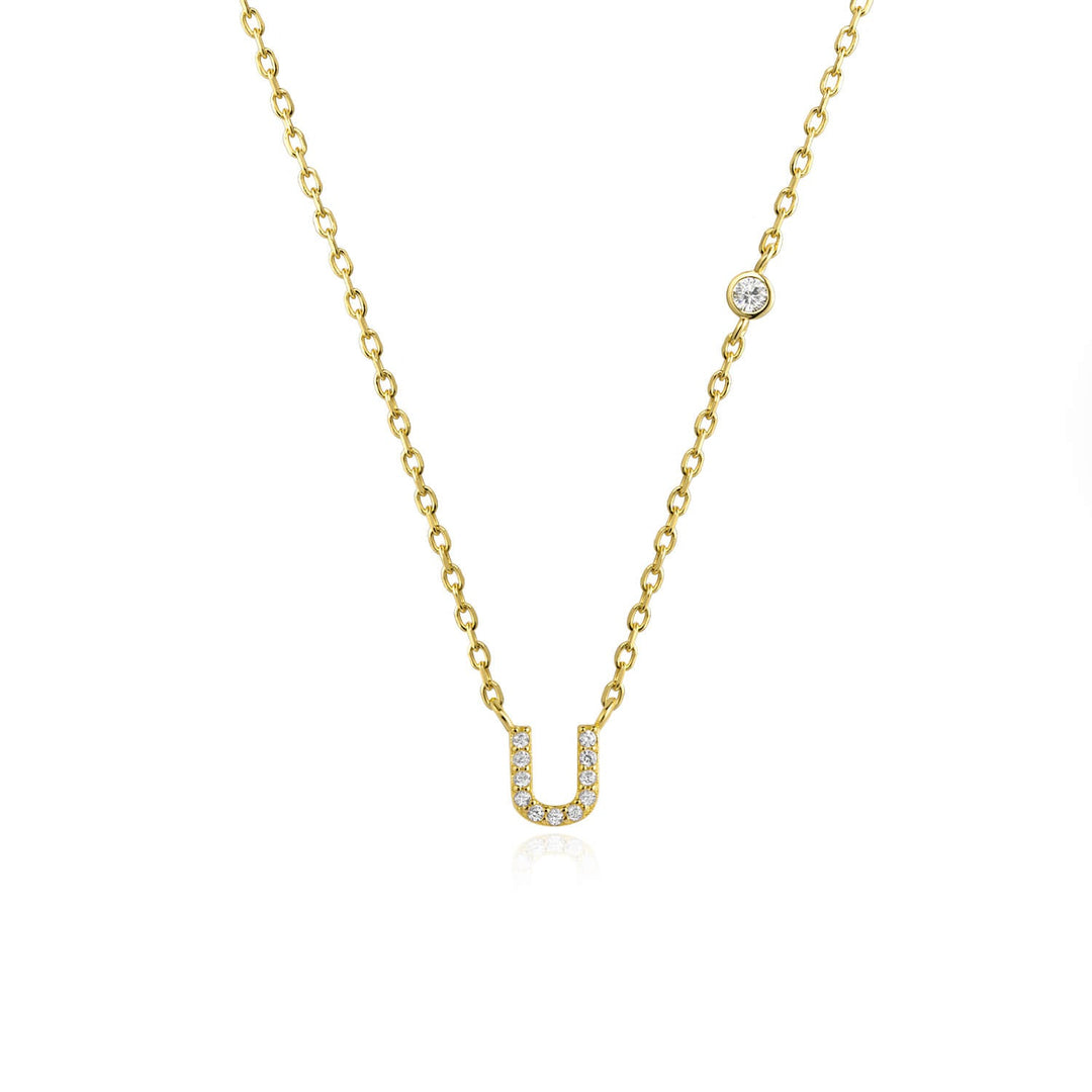 Stone Letter Necklace - Gold