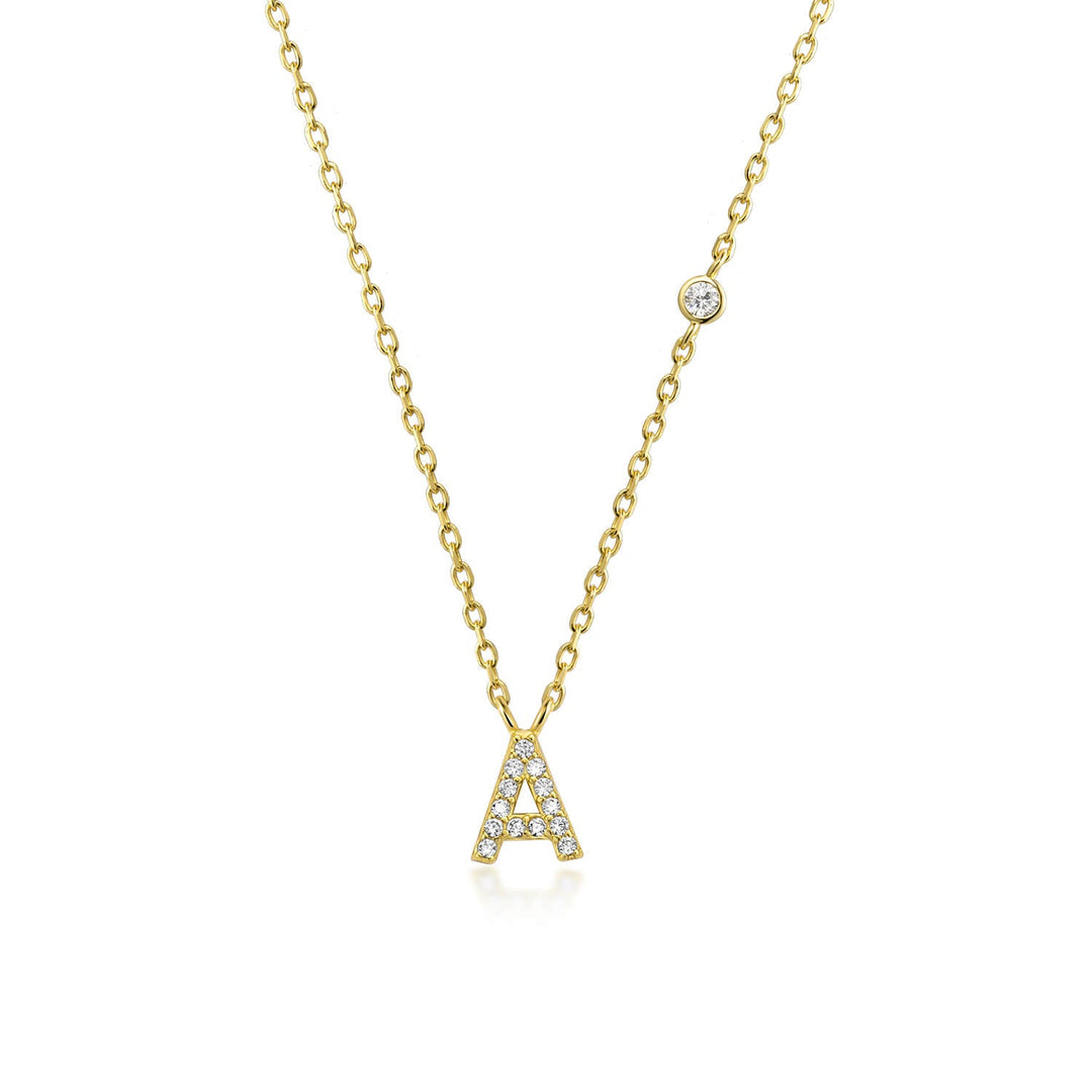 Stone Letter Necklace - Gold