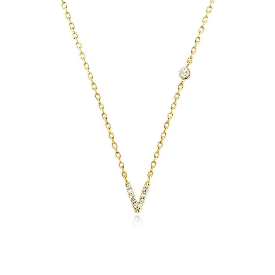Stone Letter Necklace - Gold