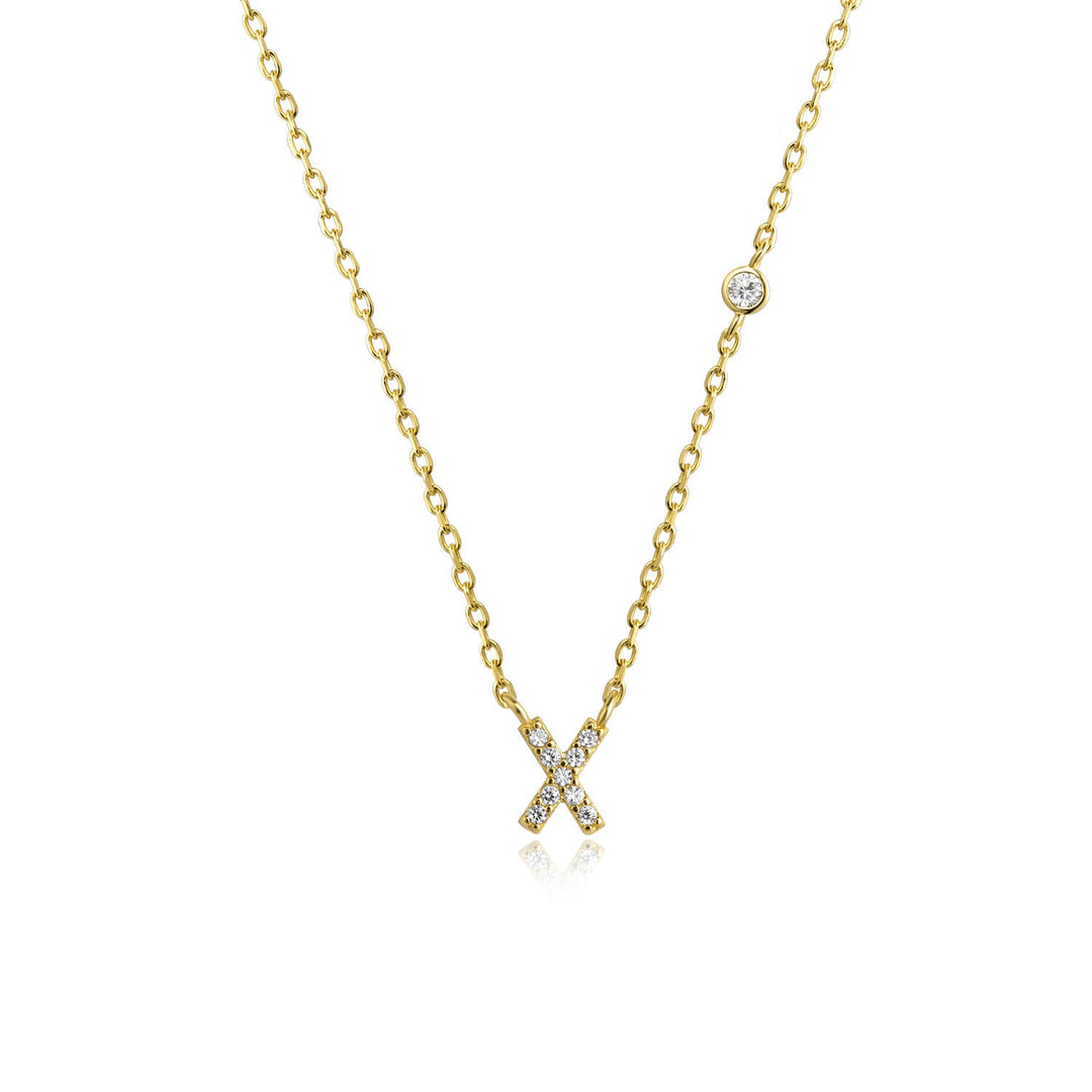 Stone Letter Necklace - Gold