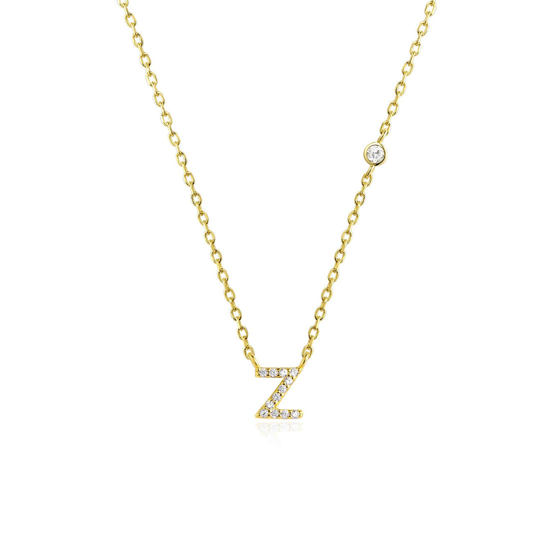 Stone Letter Necklace - Gold