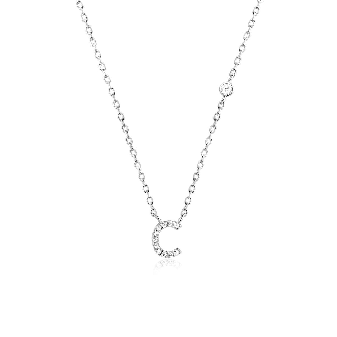 Stone Letter Necklace - Silver