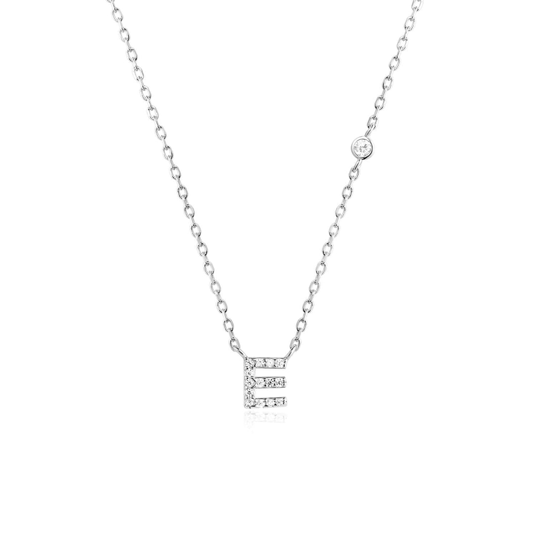 Stone Letter Necklace - Silver