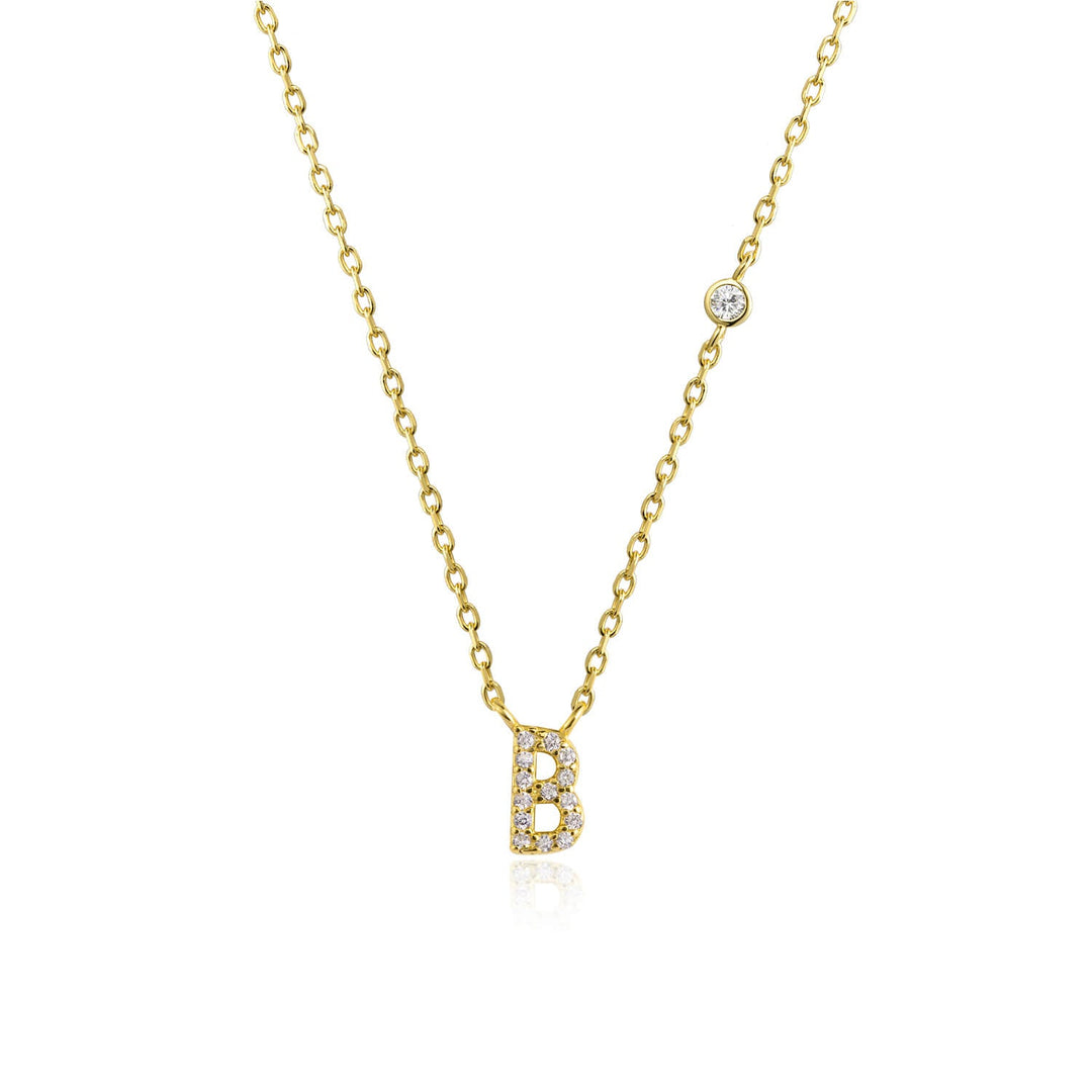 Stone Letter Necklace - Gold