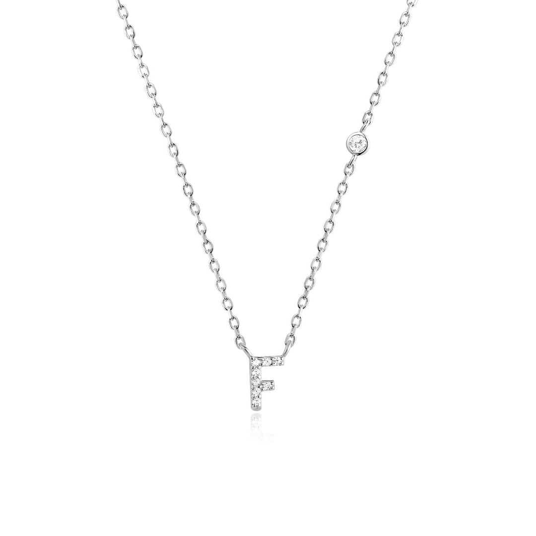 Stone Letter Necklace - Silver