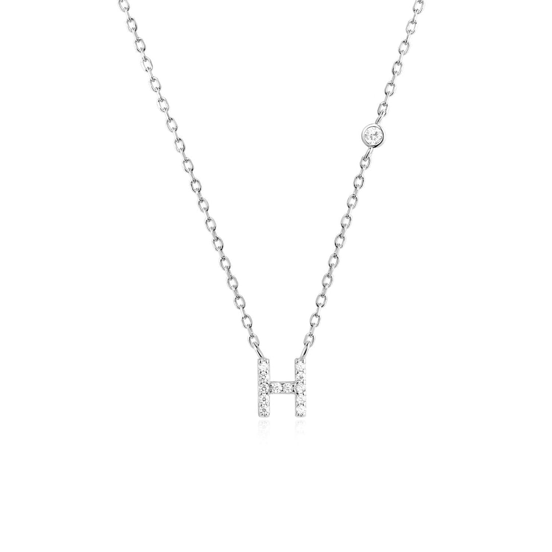 Stone Letter Necklace - Silver