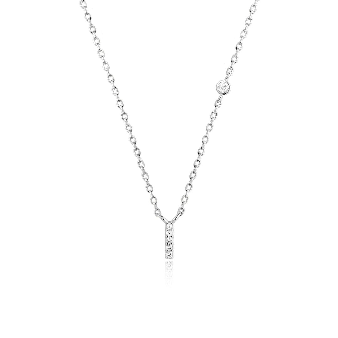 Stone Letter Necklace - Silver