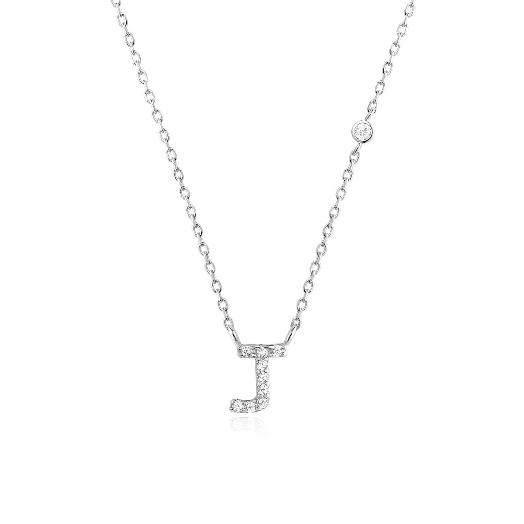 Stone Letter Necklace - Silver