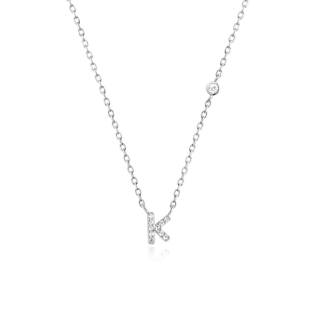 Stone Letter Necklace - Silver