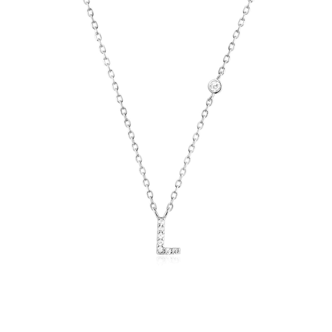 Stone Letter Necklace - Silver