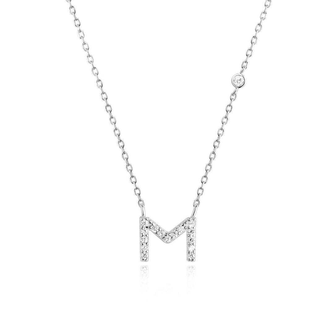 Stone Letter Necklace - Silver