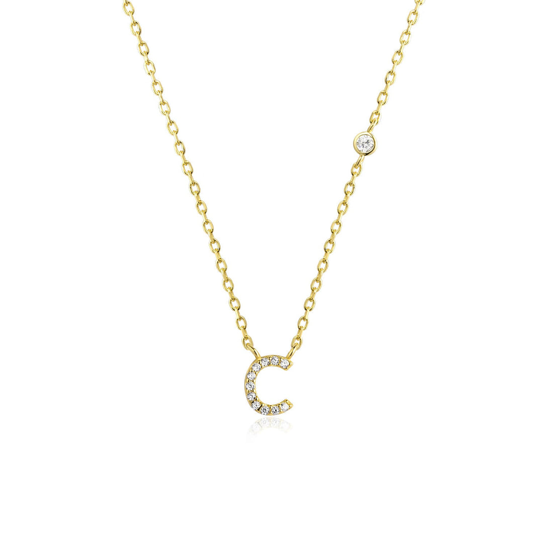 Stone Letter Necklace - Gold