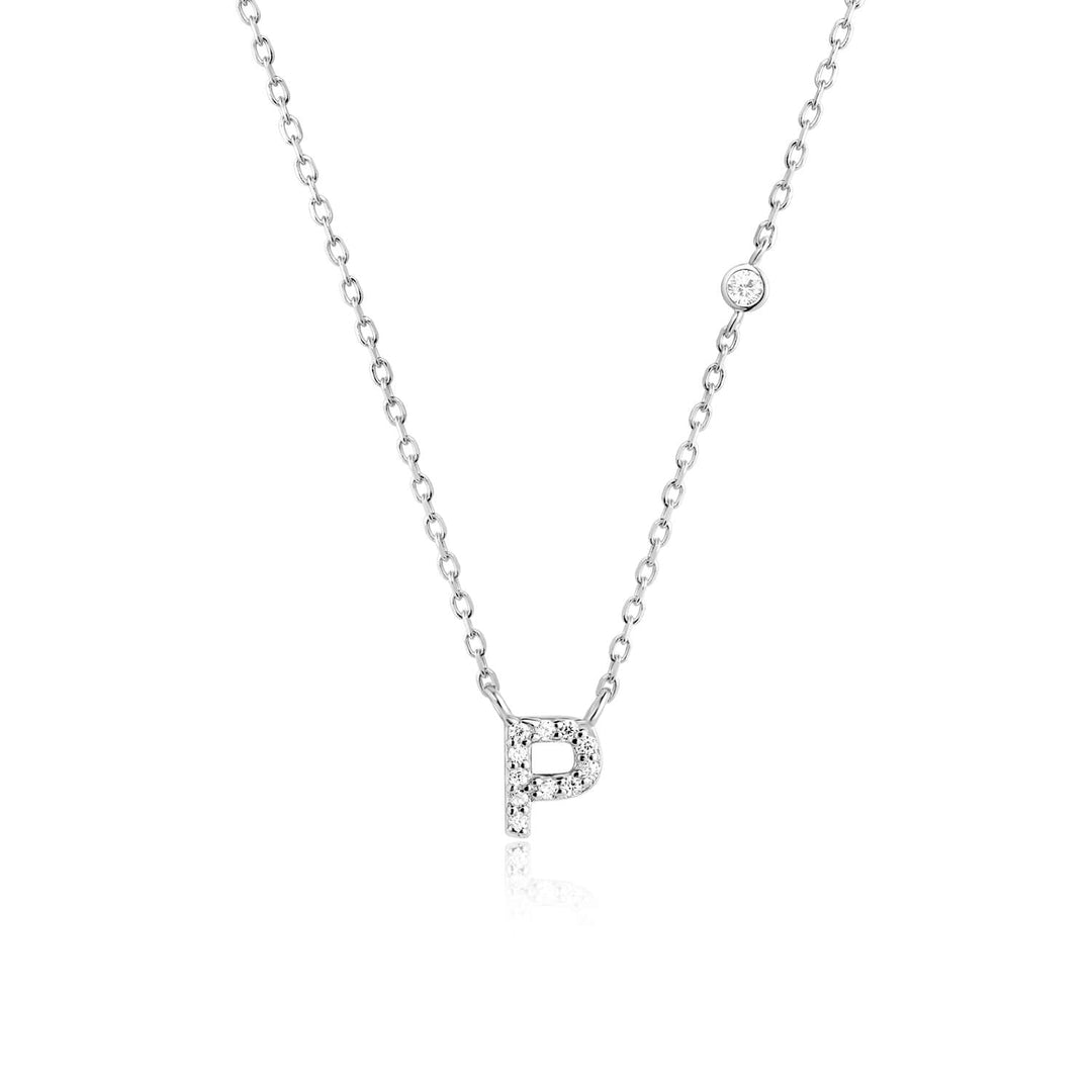Stone Letter Necklace - Silver