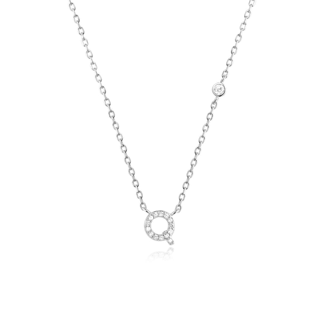 Stone Letter Necklace - Silver