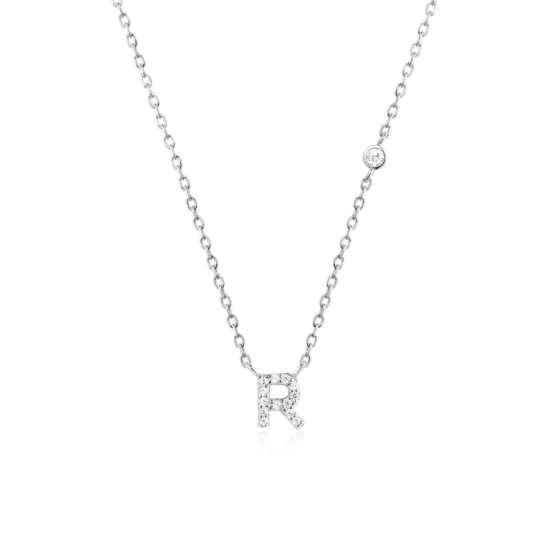 Stone Letter Necklace - Silver
