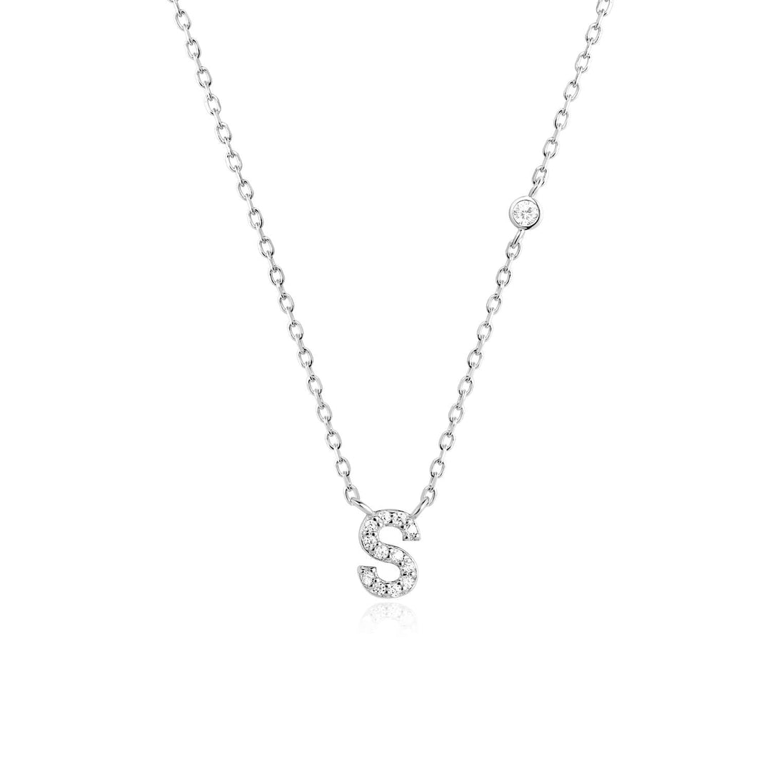 Stone Letter Necklace - Silver