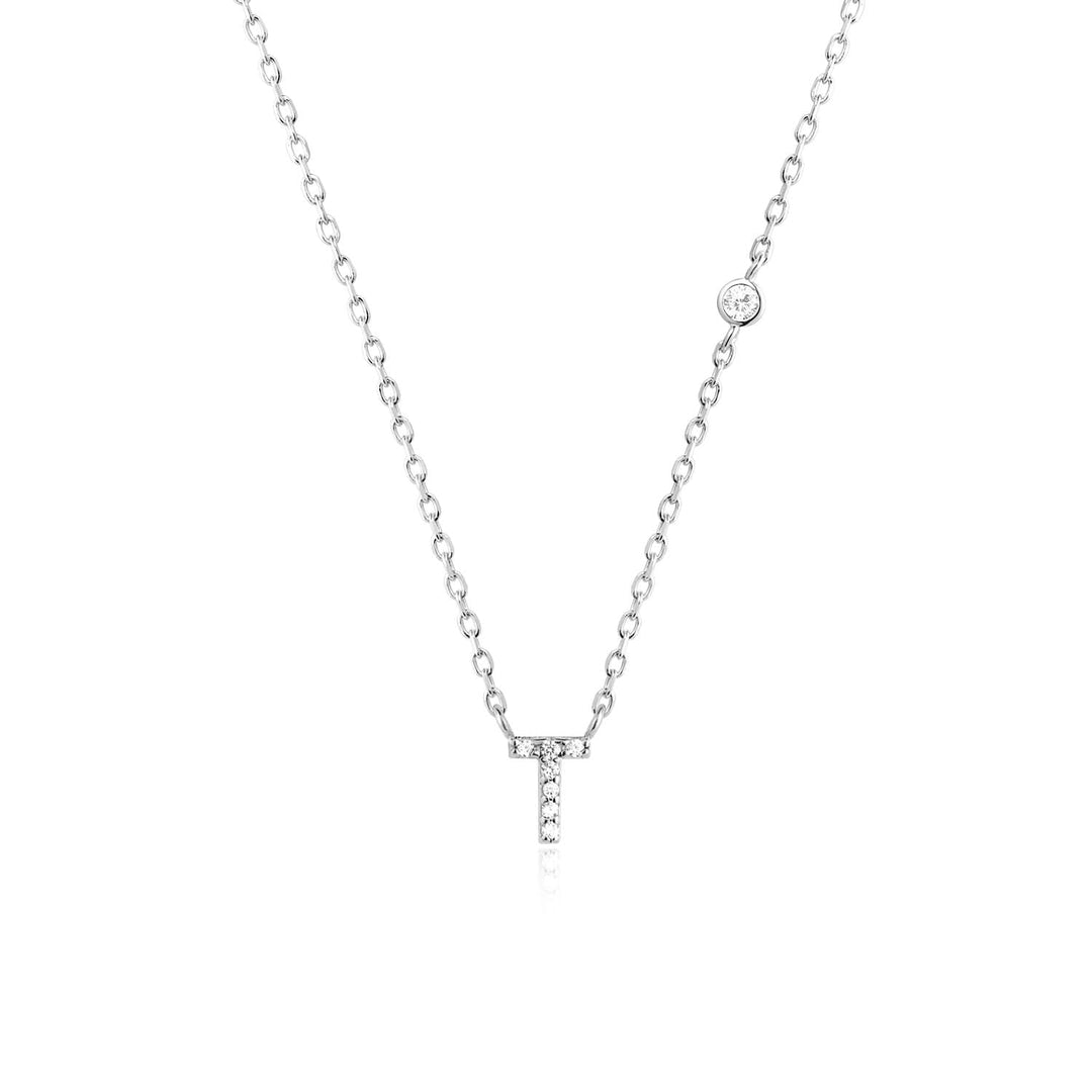 Stone Letter Necklace - Silver