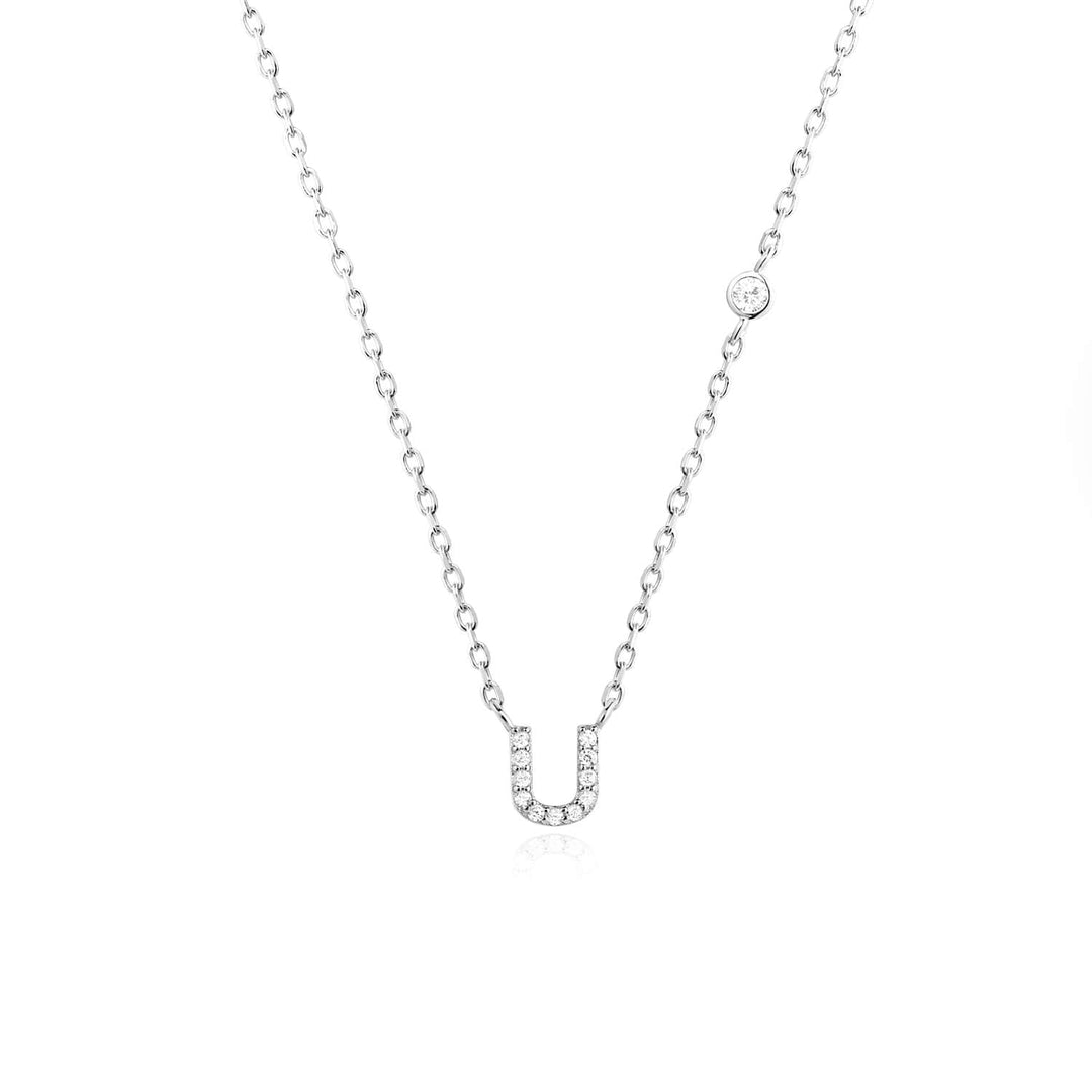 Stone Letter Necklace - Silver