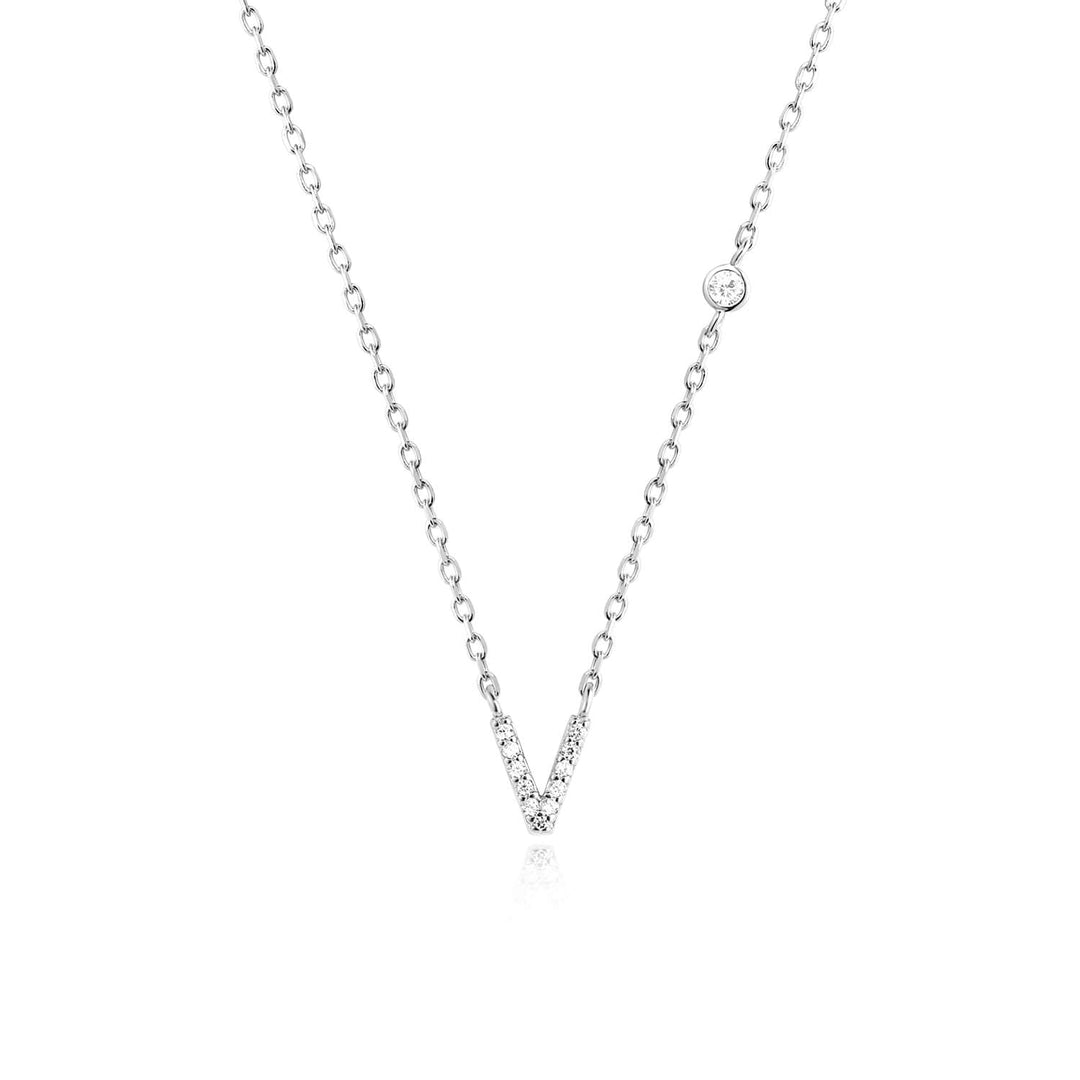 Stone Letter Necklace - Silver