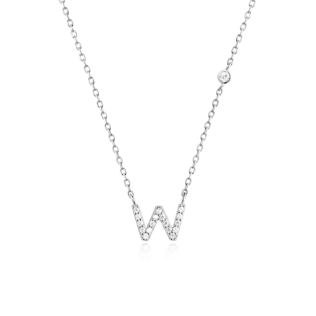Stone Letter Necklace - Silver