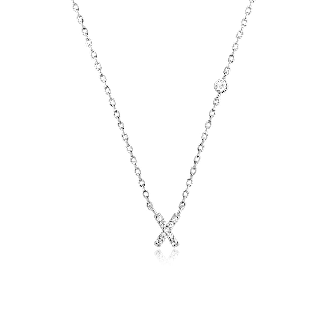 Stone Letter Necklace - Silver