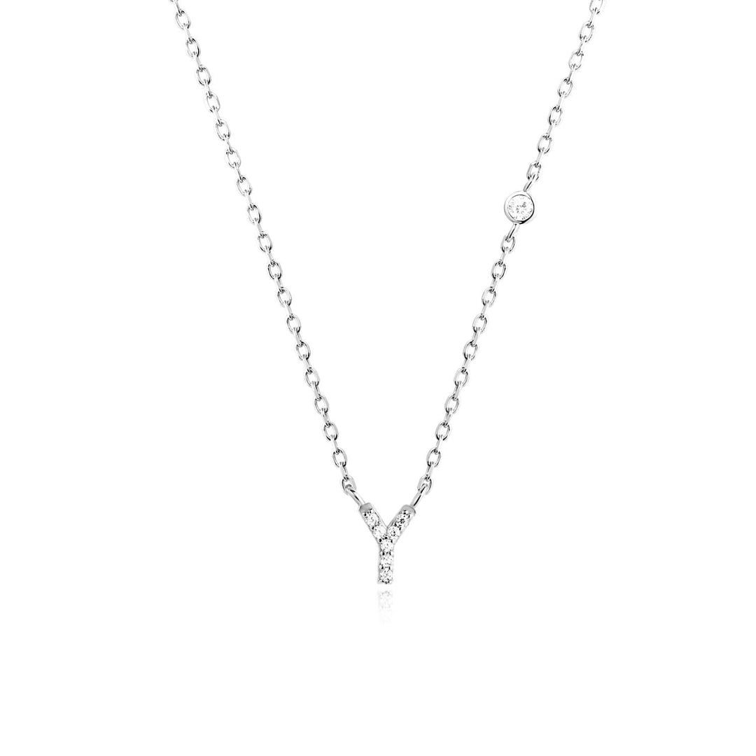 Stone Letter Necklace - Silver
