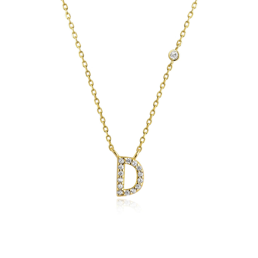 Stone Letter Necklace - Gold