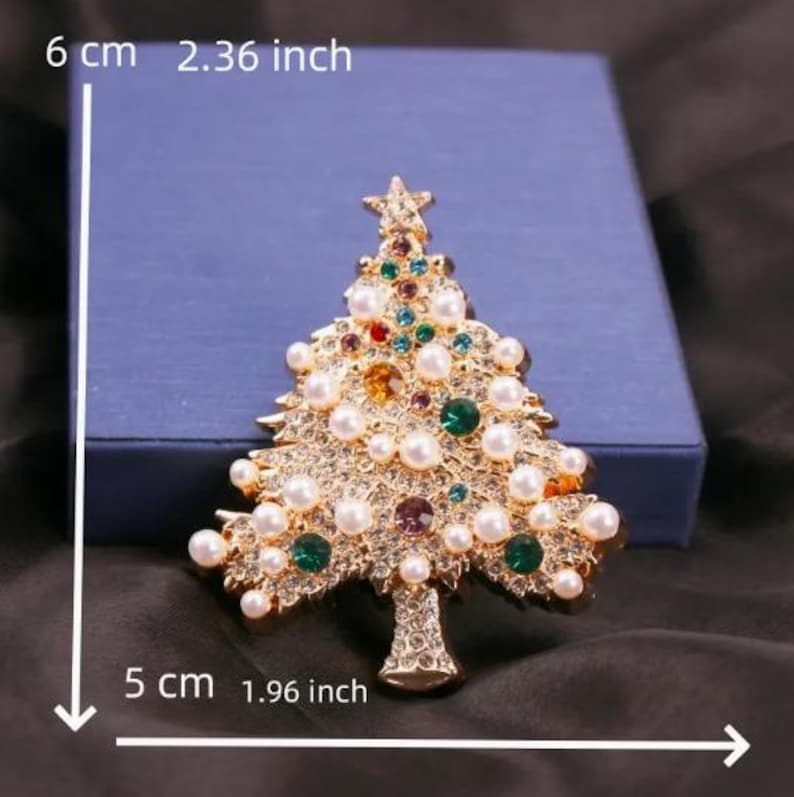 Crystal Christmas Tree Pearl Brooch