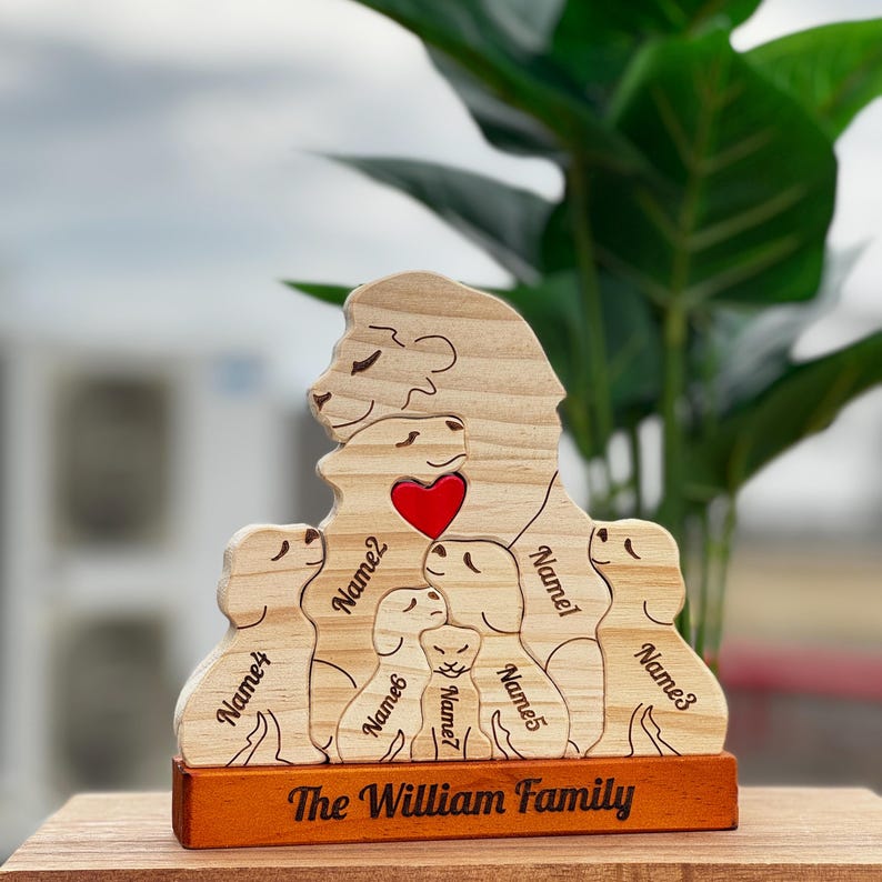 Lion Family New Version - Personalized Wooden Lion Family Puzzle