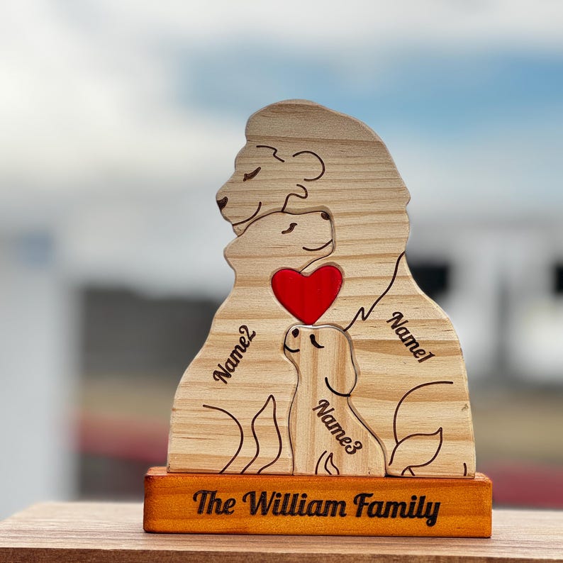 Lion Family New Version - Personalized Wooden Lion Family Puzzle
