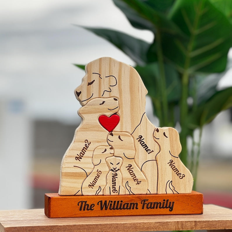 Lion Family New Version - Personalized Wooden Lion Family Puzzle