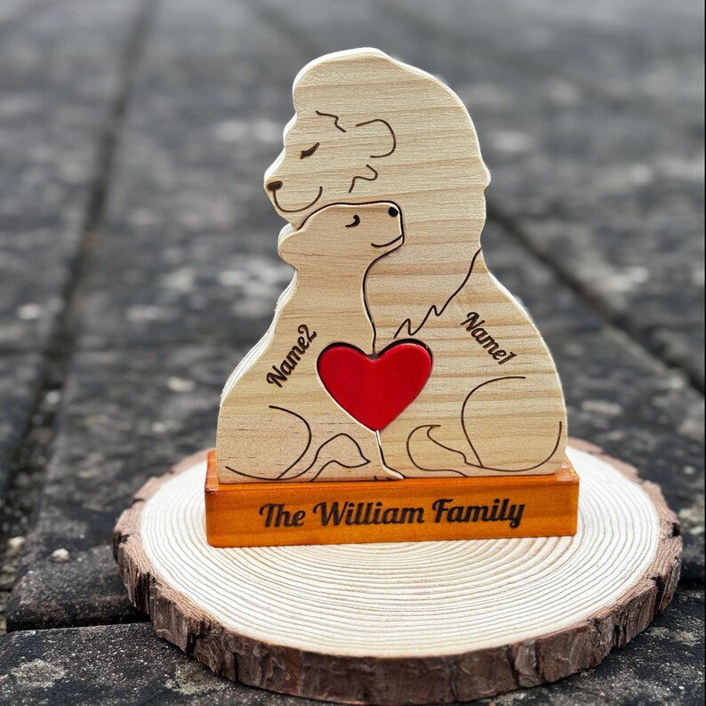 Lion Family New Version - Personalized Wooden Lion Family Puzzle