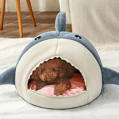 Enclosed Shark Cave Cat Bed Pet House Bed QH8