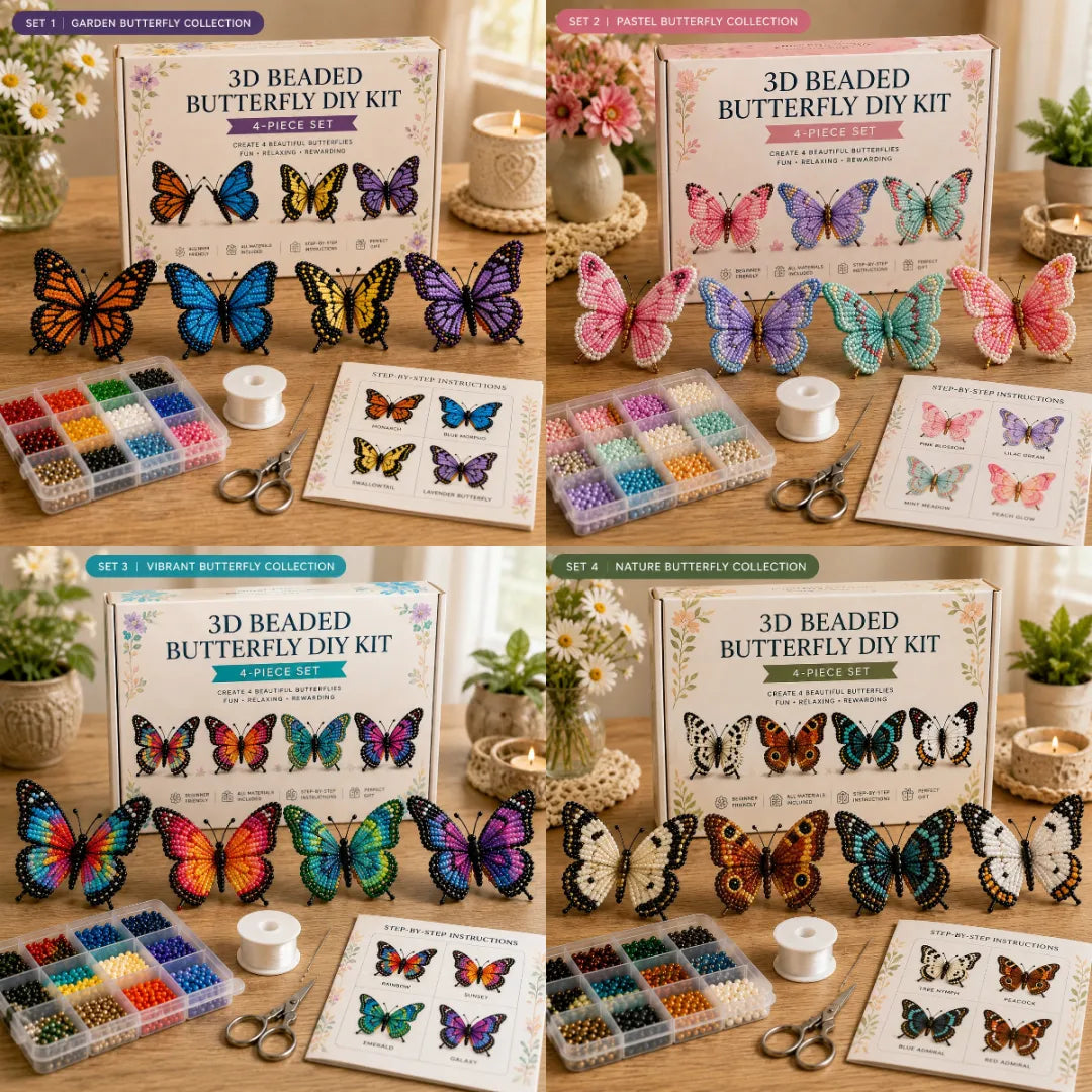 3D Beaded Butterfly DIY Kit - Colorful Handmade Animal Craft Set