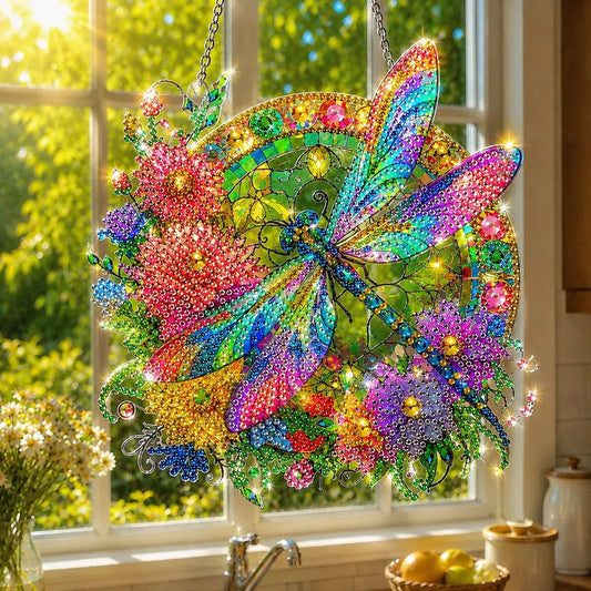 DIY Diamond Painting Kit - Dragonfly Crystal Suncatcher