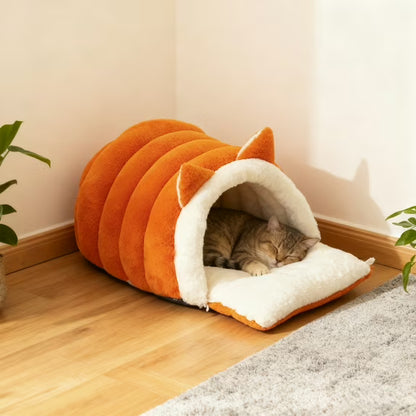 Warm Soft Sleeping Nest Cat Ear Pet House Bed QH3