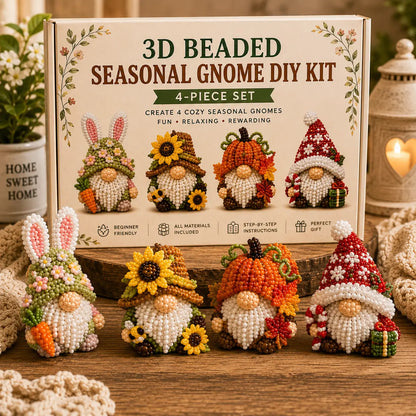 3D Beaded Gnome DIY Craft Kit - The Cozy Miniature World Series
