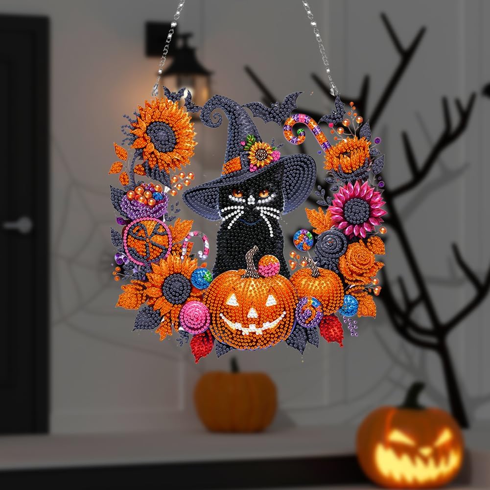 DIY Sun Catcher with Pumpkins, Candy & Flowers – Hanging Rhinestone Decor
