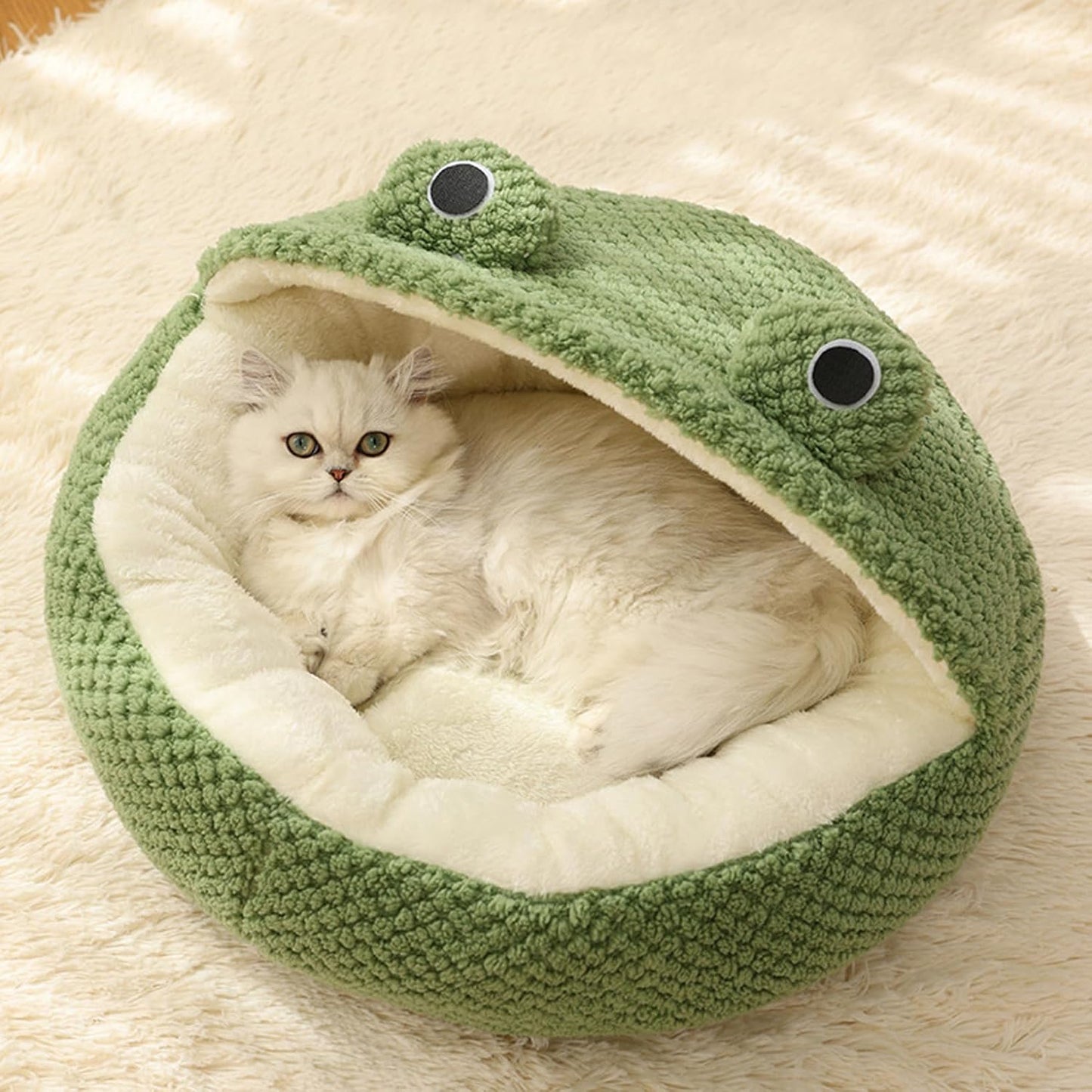 Cute Frog Hooded Cat Bed Pet House Bed QH2