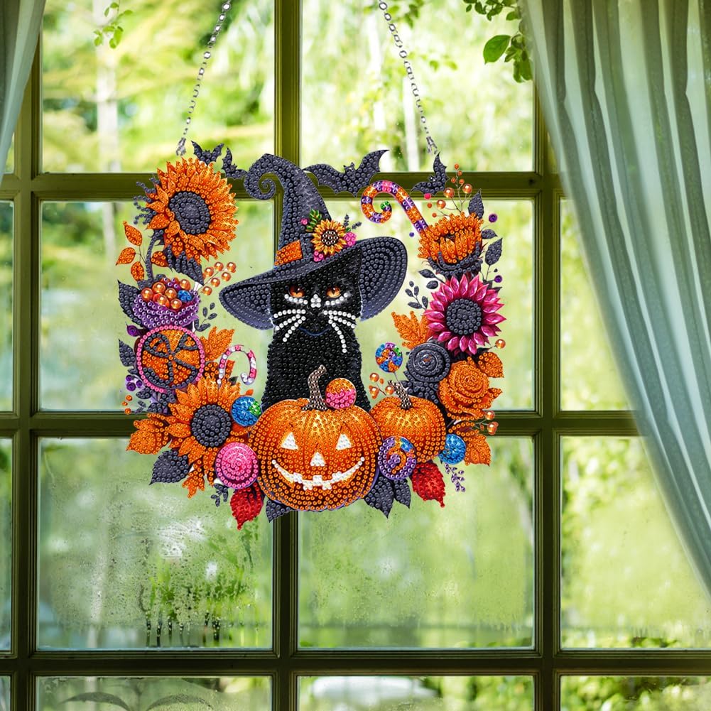 DIY Sun Catcher with Pumpkins, Candy & Flowers – Hanging Rhinestone Decor